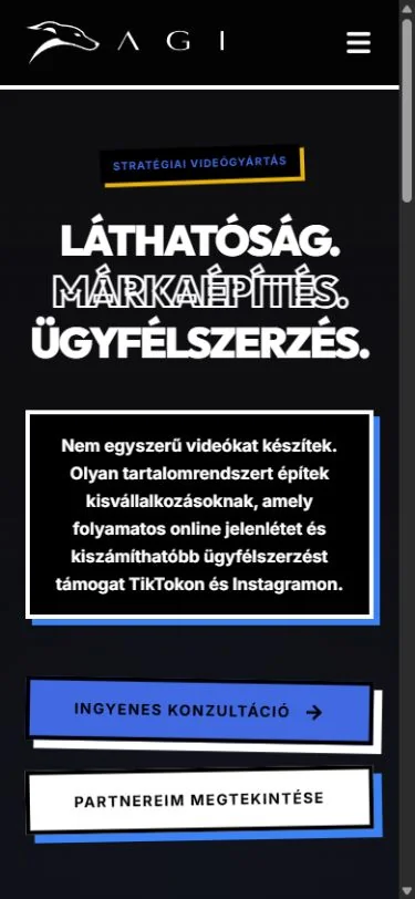 AGI ONE telefonos weboldalnézete