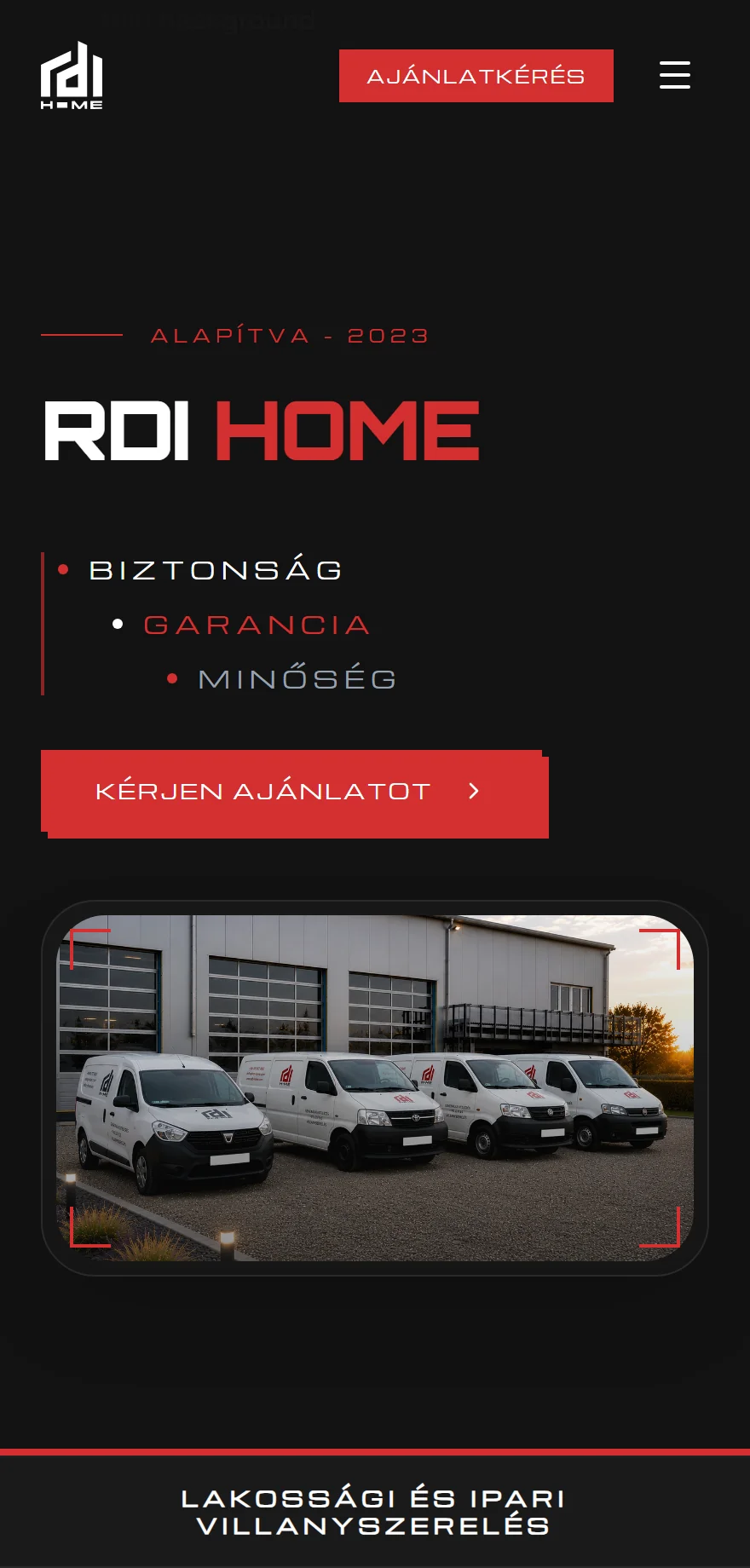 RDI Home telefonos weboldalnézete
